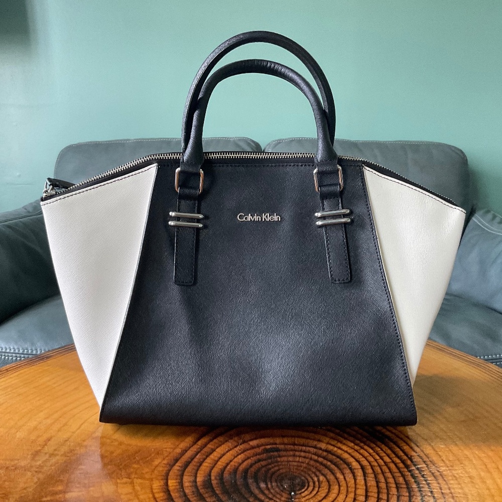 Beautiful Black and White Calvin Klein Shell Handbag